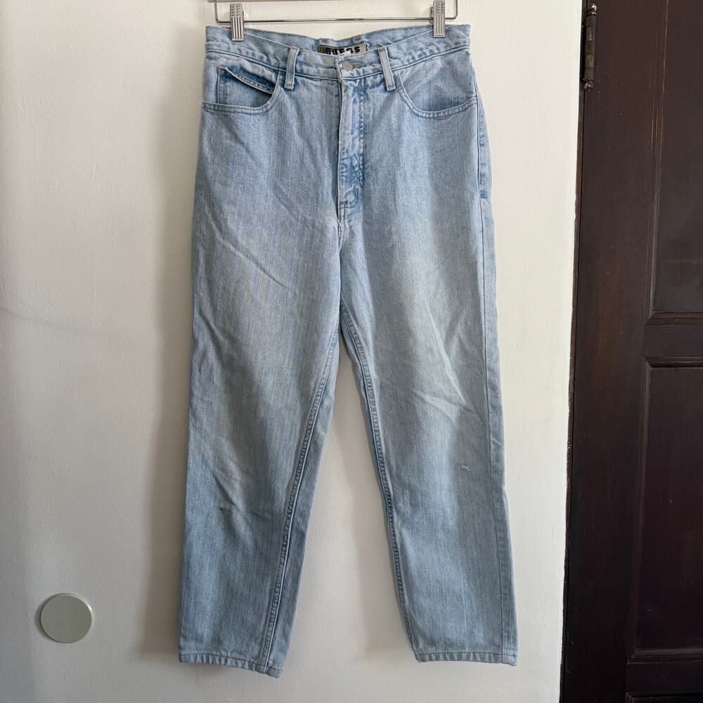 90s Vintage GUESS | Light Wash Tapered Ankle Length Jeans | 31 *see measurements